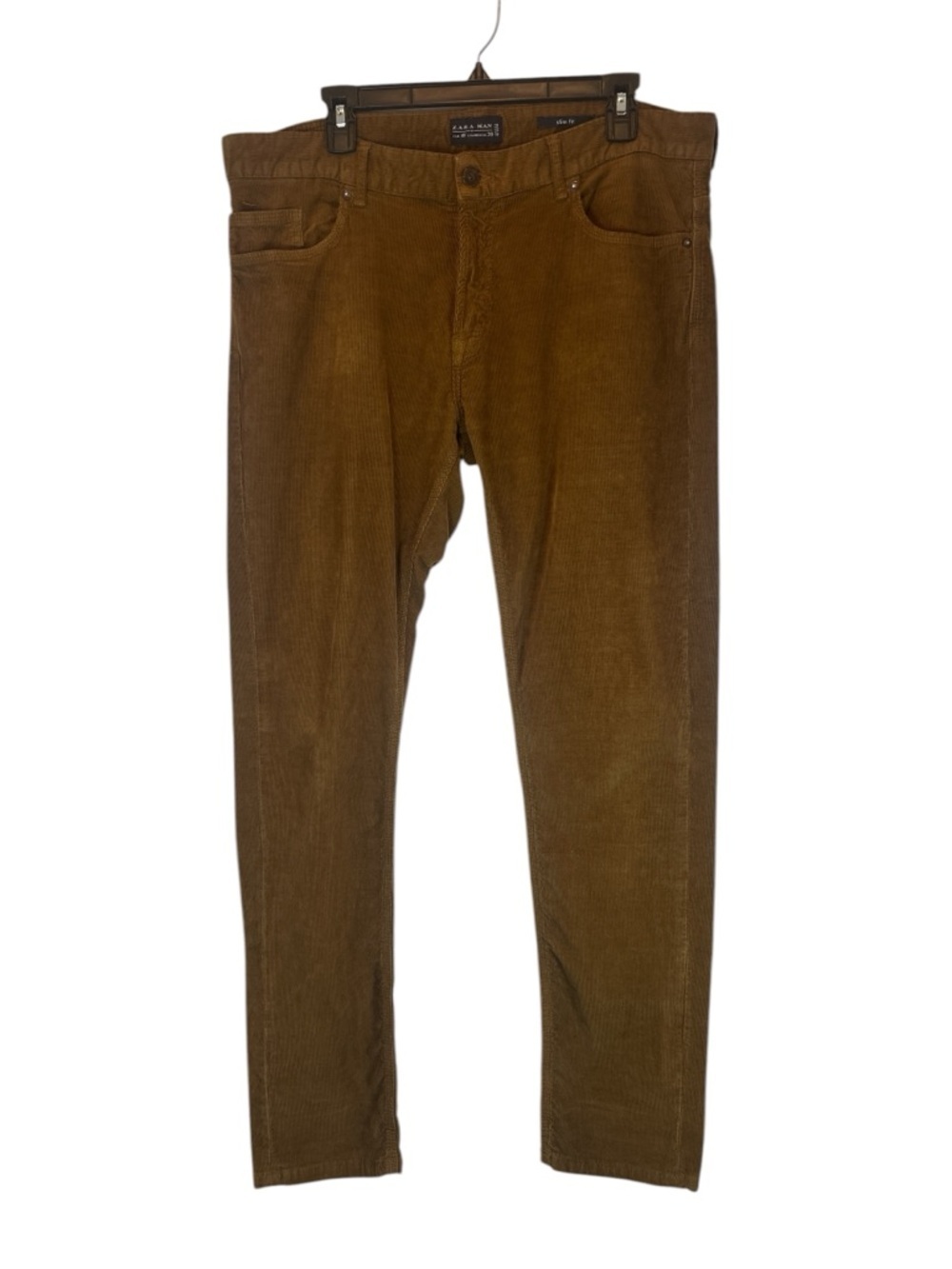 Zara Slim Fit Men’s Corduroy Pants in Warm Brown size 36